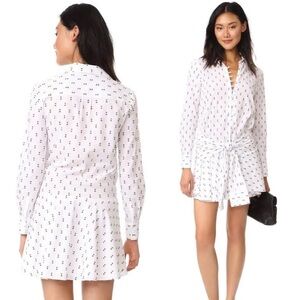 10 Crosby Derek Lam Front Tie Dropped Waist Swiss Dots White Shirtdress size 0